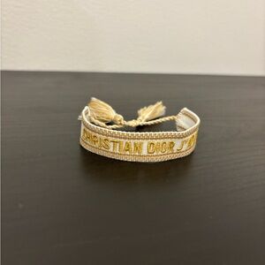 Christian Dior J’adior Gold and white Embroidered Friendship Bracelet